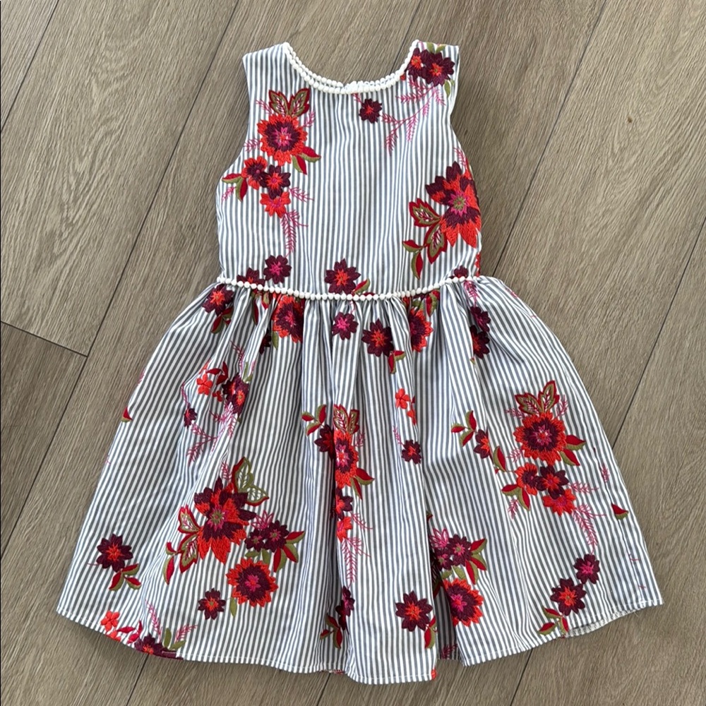 NEXT striped dress with floral embroidery size 6